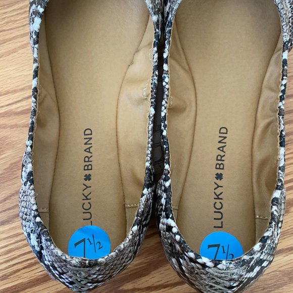 NEW Lucky Brand Erin Snakeskin Ballet Flats Round - Picture 5 of 10